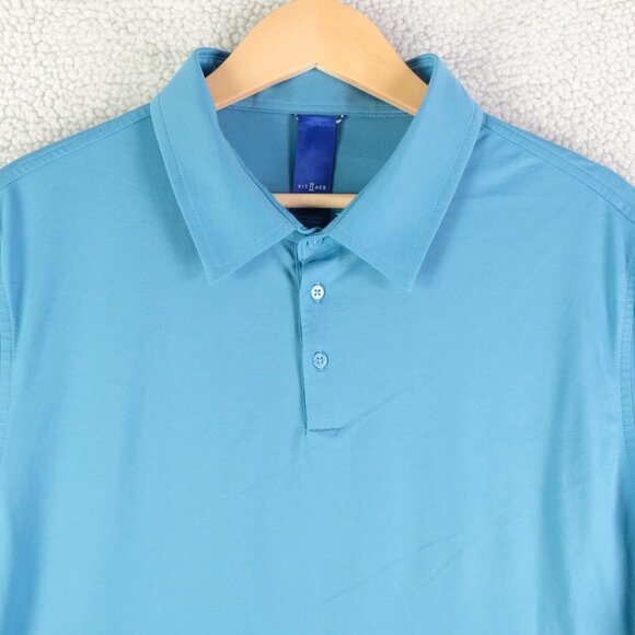 Kit Ace Polo Mens Extra Large Blue Short Sleeve Performance City Preppy Stretch - Picture 2 of 9
